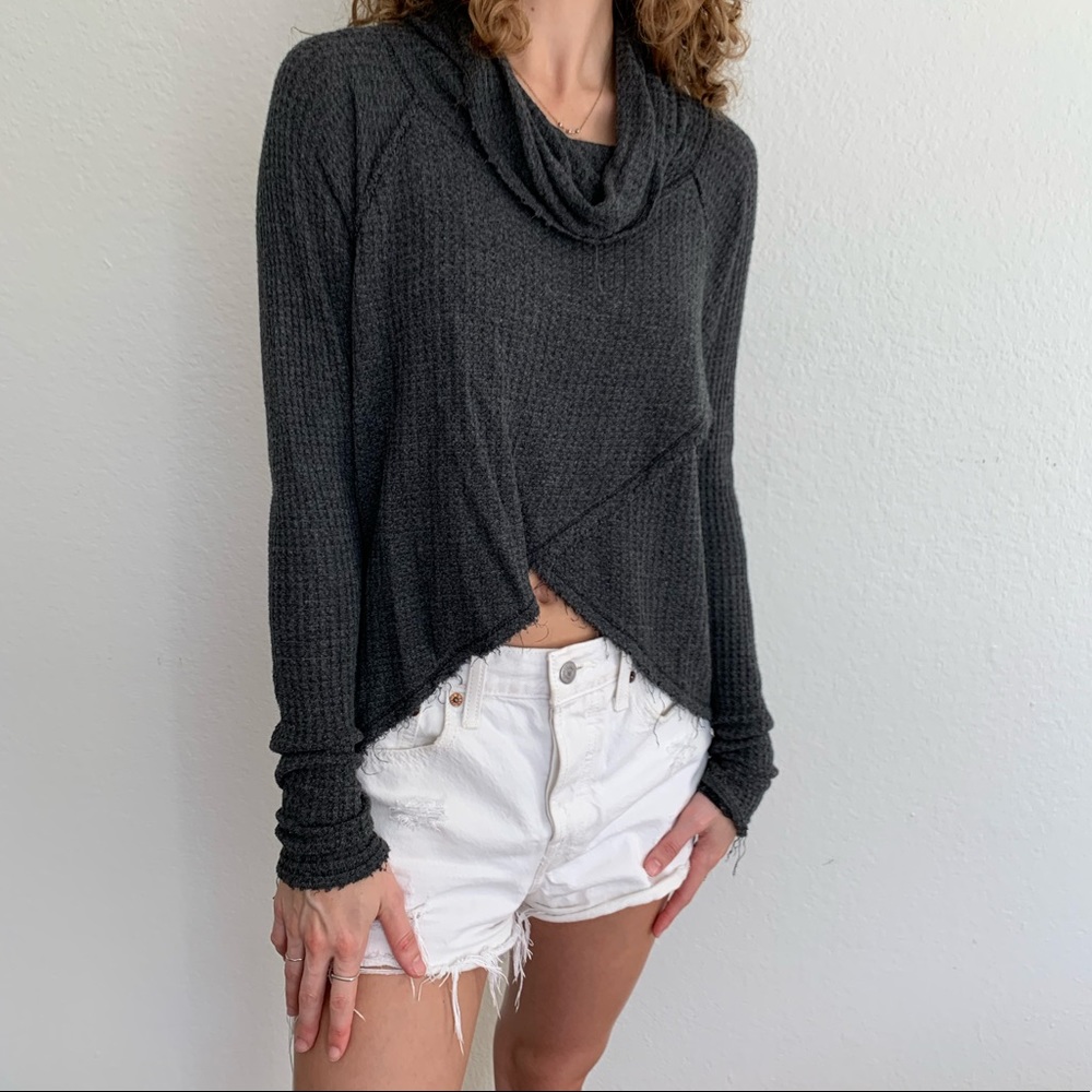 We The Free Cowl Neck Asymmetrical Thermal LS Tee